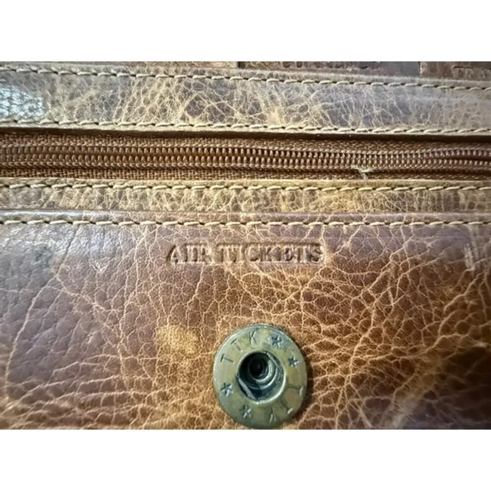 Durkee’s Express Leather Passport Holder Travel Organizer Carmel Brown Vintage